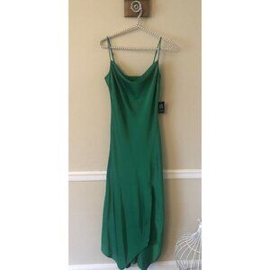 NWT Express Womens Size XS Green Satiny Slip Dress Maxi Sleeveless